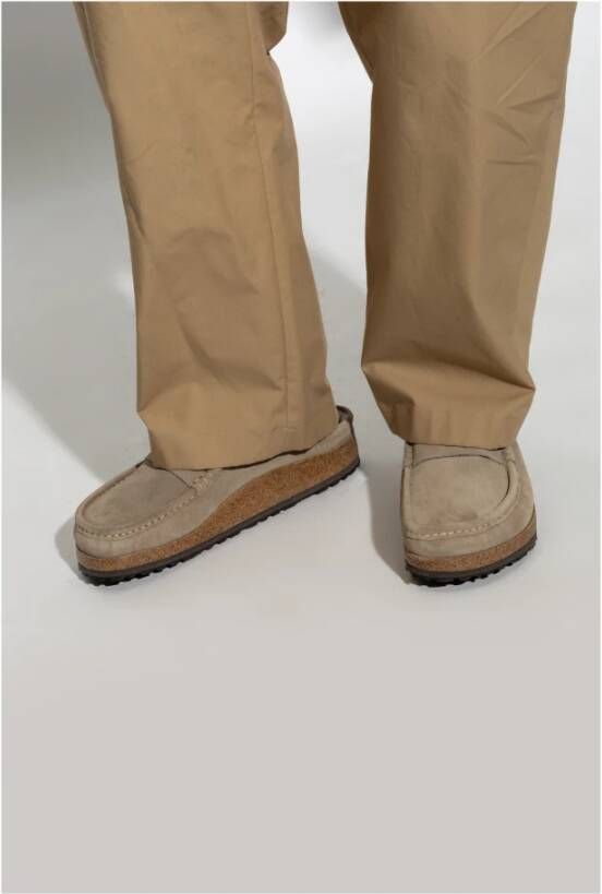 Birkenstock Naples Shearling Slides Beige Heren