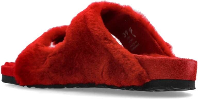 Birkenstock Arizona Shearling Slides Red Dames