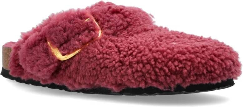 Birkenstock Boston Big Buckle Teddy Rivet Logo OS Slides Pink Dames