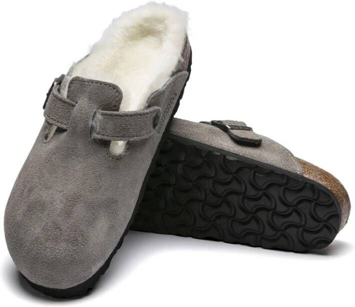 Birkenstock Grijze Platte Hak Schoenen Grijs Heren