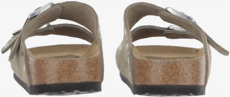 Birkenstock Studded Suède Leren Verstelbare Sandalen Beige Dames