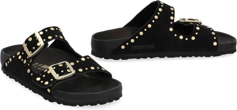 Birkenstock Gespenkte Suède Slippers Black Dames