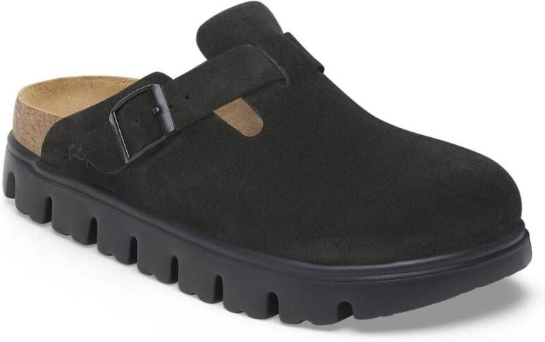 Birkenstock Suede Boston Sandal Black Dames