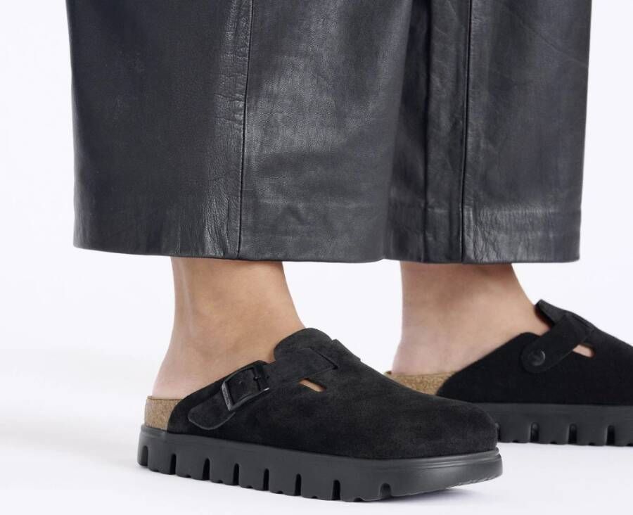 Birkenstock Suede Boston Sandal Black Dames