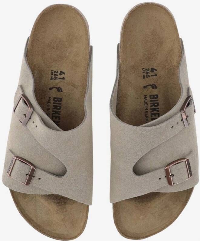 Birkenstock Suède Kurk Sandalen Verstelbare Gesp Sluiting Beige Heren