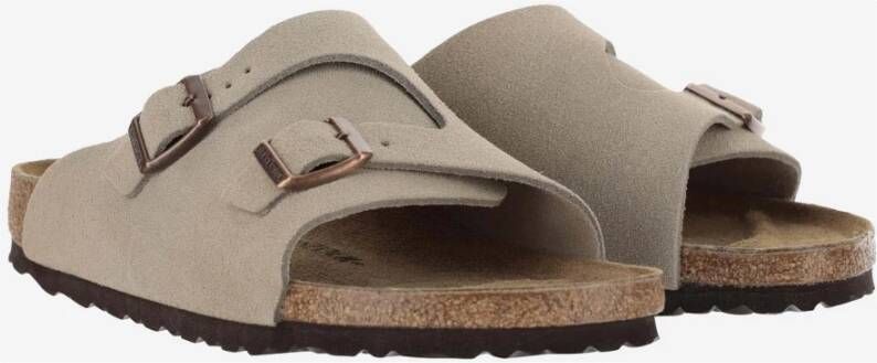 Birkenstock Suède Kurk Sandalen Verstelbare Gesp Sluiting Beige Heren