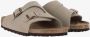 Birkenstock Suède Kurk Sandalen Verstelbare Gesp Sluiting Beige Heren - Thumbnail 9