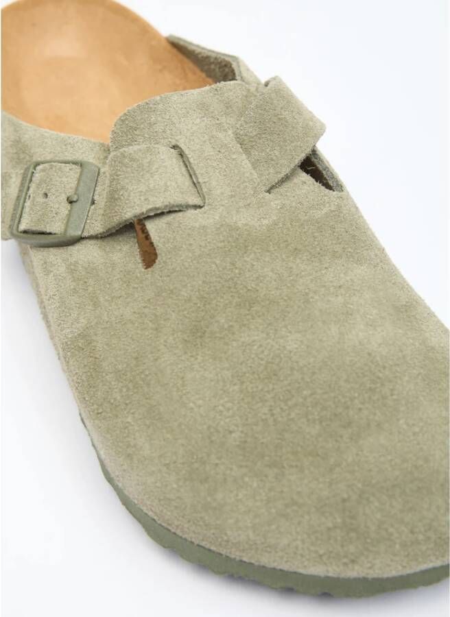 Birkenstock Suede Muiltjes met Anatomisch Voetbed Green Heren