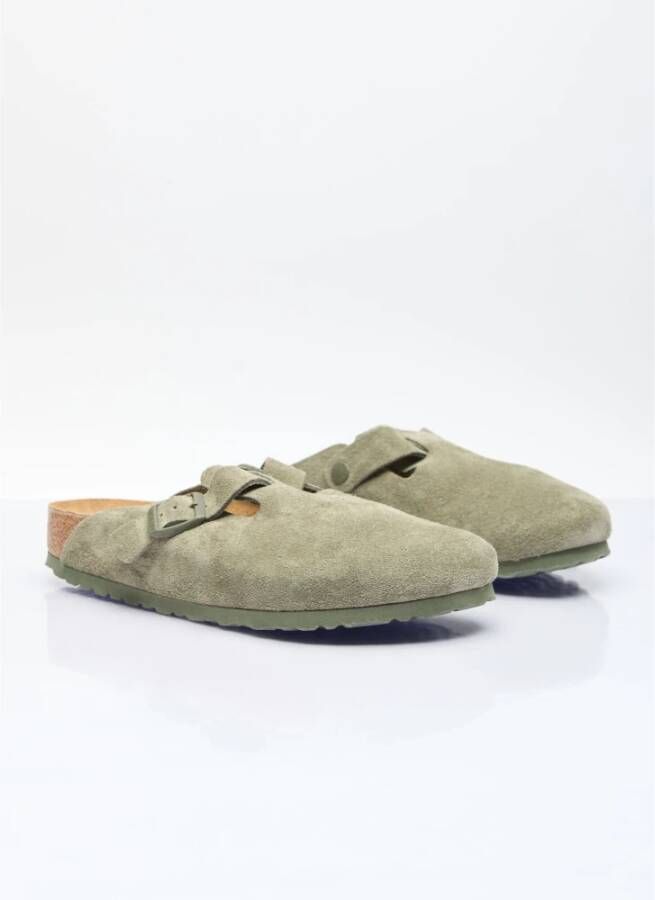Birkenstock Suede Muiltjes met Anatomisch Voetbed Green Heren