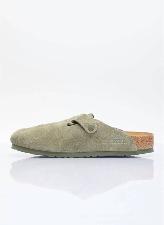 Birkenstock Suede Muiltjes met Anatomisch Voetbed Green Heren