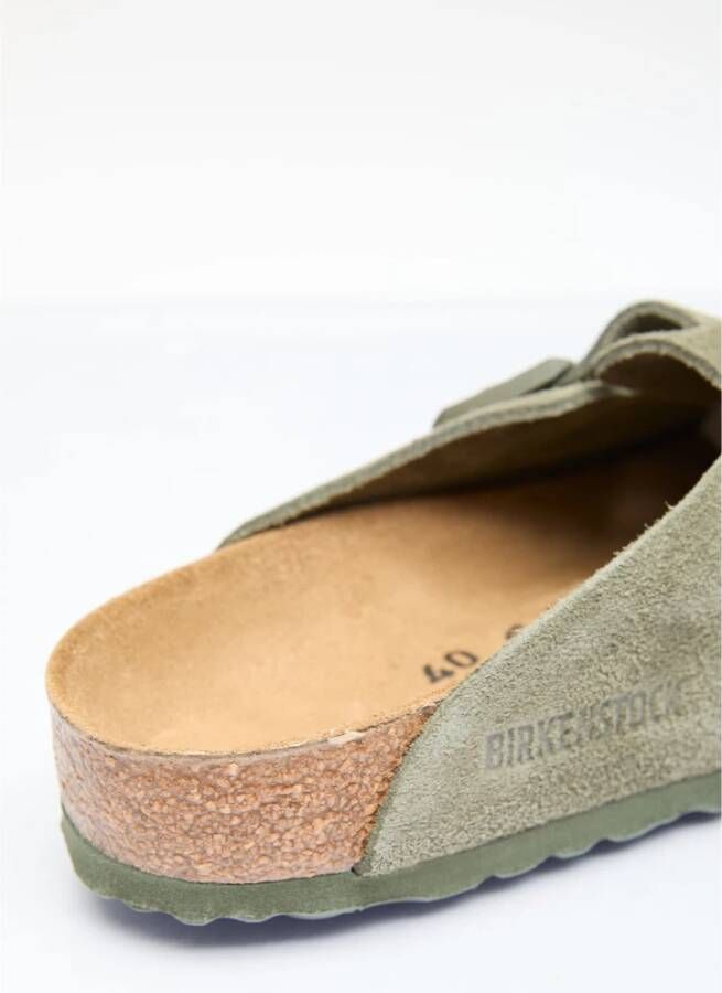 Birkenstock Suede Muiltjes met Anatomisch Voetbed Green Heren