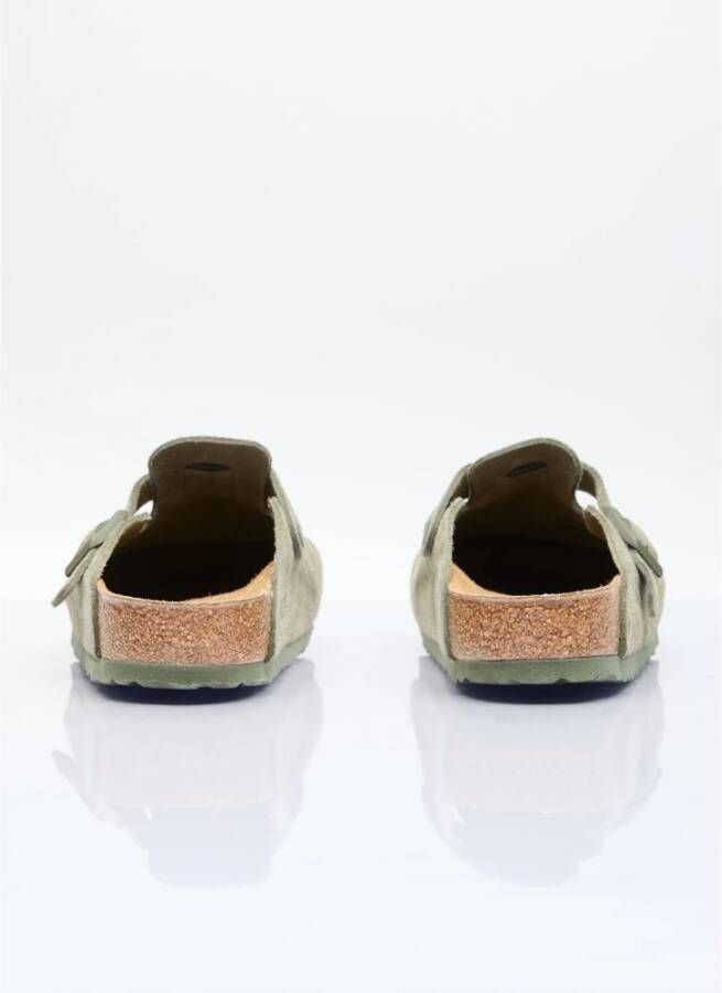 Birkenstock Suede Muiltjes met Anatomisch Voetbed Green Heren