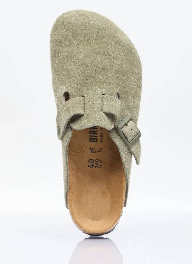 Birkenstock Suede Muiltjes met Anatomisch Voetbed Green Heren