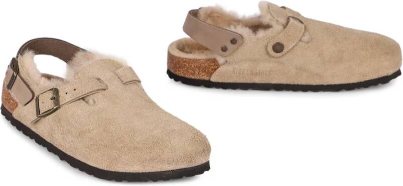 Birkenstock Beige Suède Sandalen met Shearling Voering Beige Dames - Foto 6