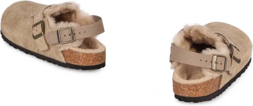 Birkenstock Beige Suède Sandalen met Shearling Voering Beige Dames - Foto 7