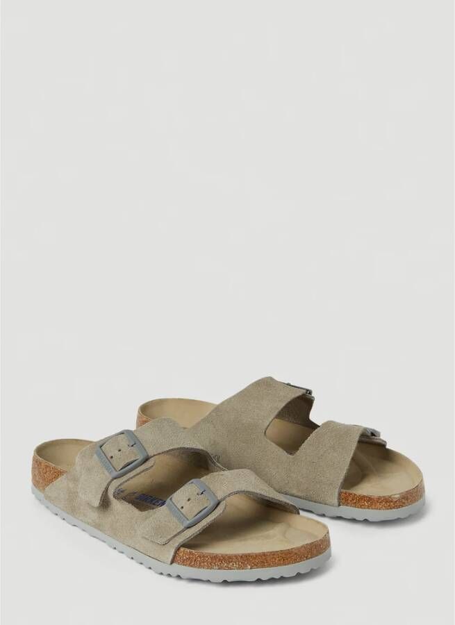 Birkenstock Suède Sandalen met Dubbele Gespsluiting Grijs Heren