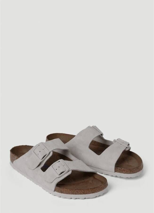 Birkenstock Suède Sandalen met Dubbele Gespsluiting Wit Heren