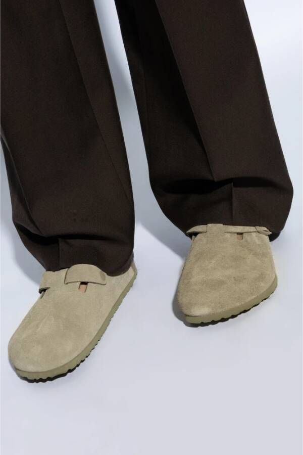 Birkenstock Suede Slippers Boston BS Green Heren
