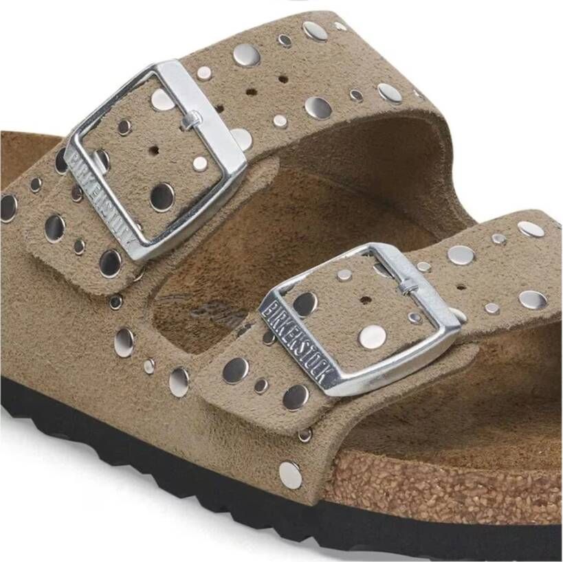 Birkenstock Taupe Arizona Rivet Sliders Beige Dames