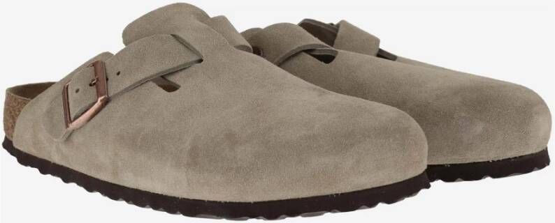 Birkenstock Taupe Suède Kurk Muiltjes Beige Heren