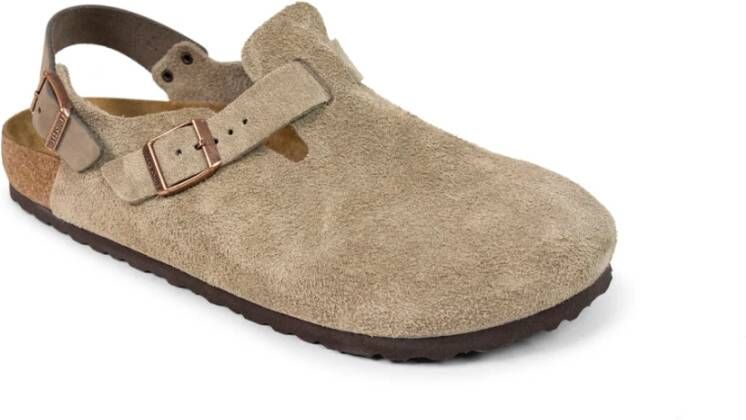 Birkenstock Taupe Suède Leren Klomp