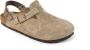 Birkenstock Taupe Suède Leren Klomp - Thumbnail 2
