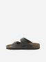 Birkenstock Leren Buckle Sliders Grijs Heren - Thumbnail 4