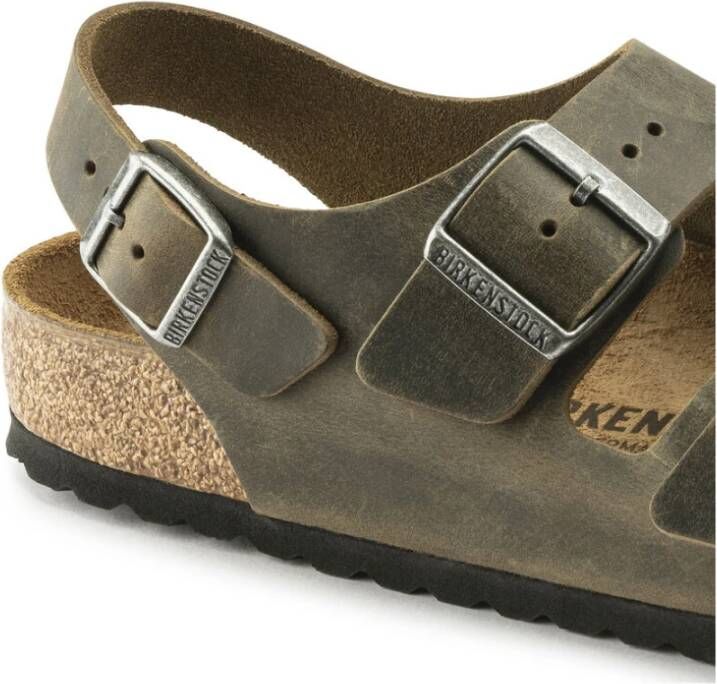 Birkenstock Smalle breedte leren slippers Groen Heren