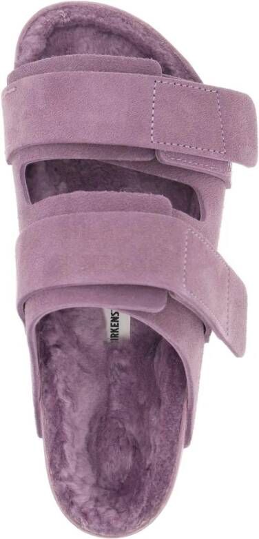 Birkenstock Uji Slides met Suède Bovenwerk en Lamsvacht Voering Purple Dames