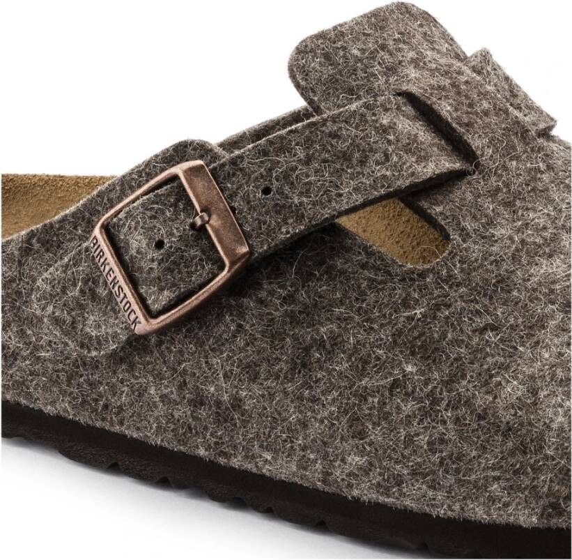 Birkenstock Wollen Boston Klompen Smalle Pasvorm Bruin Unisex