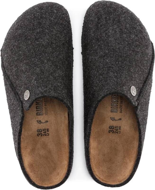 Birkenstock Zermatt wollen gevoelde smalle pantoffels Antraciet Gray Dames