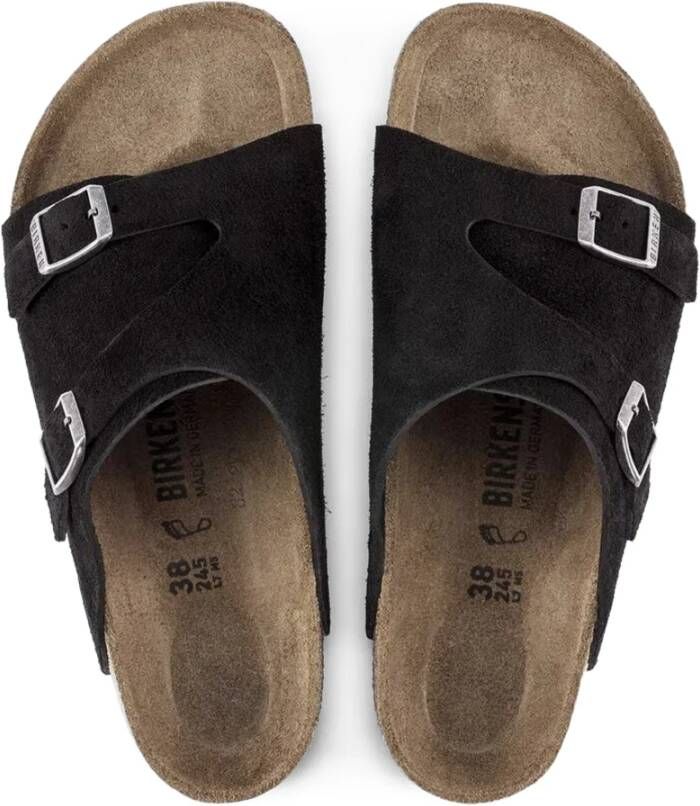 Birkenstock Zwart Suède Leren Sandalen