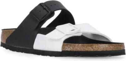 Birkenstock ;Zwarte en Witte Dames Slippers; Black Dames