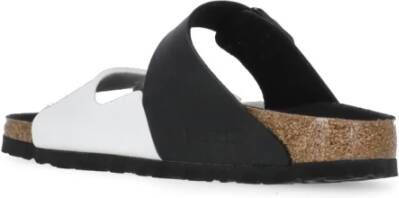 Birkenstock ;Zwarte en Witte Dames Slippers; Black Dames