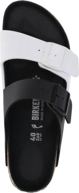 Birkenstock ;Zwarte en Witte Dames Slippers; Black Dames