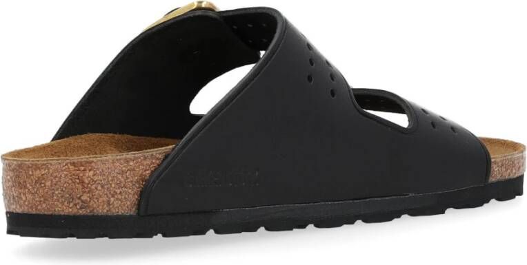 Birkenstock Zwarte geperforeerde leren sandaal Black Heren