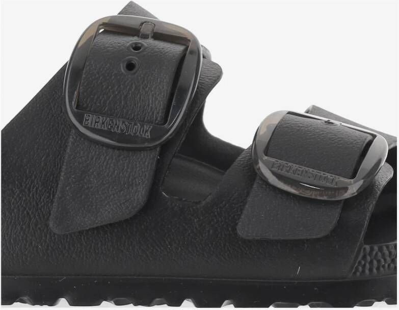 Birkenstock Zwarte Leren Gesp Sandalen