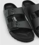 Birkenstock Arizona Lederen Zwarte Slides Black Heren - Thumbnail 5