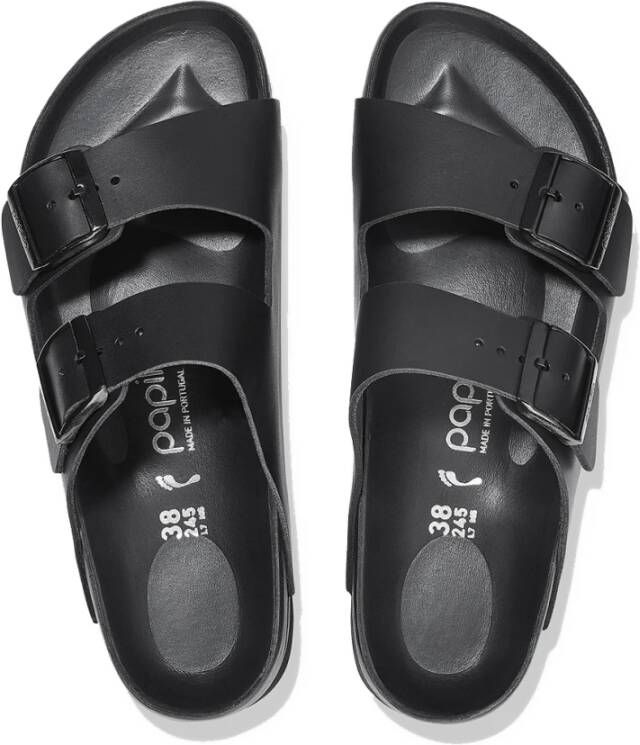 Birkenstock Zwarte leren platform sandalen