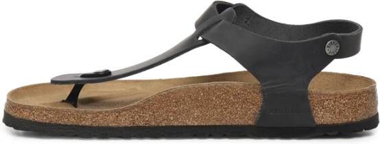 Birkenstock Zwarte Leren Sandalen met Kurken Voetbed