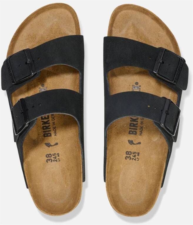 Birkenstock Zwarte Leren Sandalen Unisex Lage Stijl Black Heren