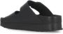Birkenstock Zwarte Leren Sliders Ronde Neus Sandalen Black - Thumbnail 13