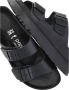 Birkenstock Zwarte Leren Sliders Ronde Neus Sandalen Black - Thumbnail 15