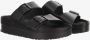 Birkenstock Zwarte Leren Sliders Ronde Neus Sandalen Black - Thumbnail 8