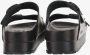 Birkenstock Zwarte Leren Sliders Ronde Neus Sandalen Black - Thumbnail 9