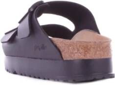 Birkenstock Zwarte Logo Sandalen Gesp Sluiting Rubberen Zool Black Dames