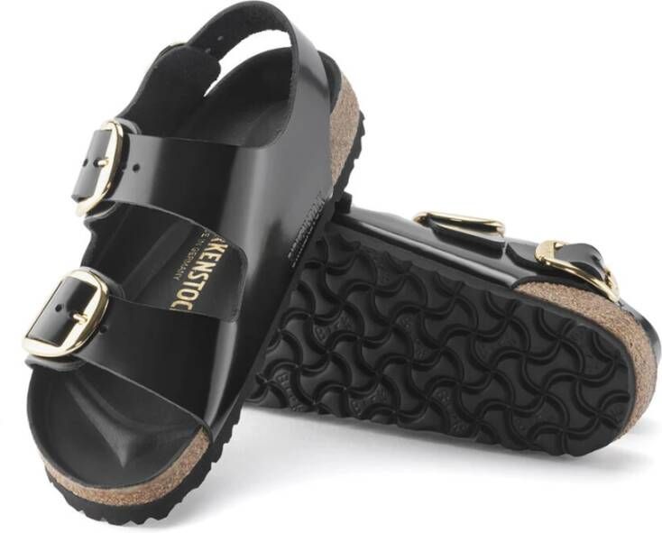 Birkenstock Zwarte Milano Sandalen met Grote Gesp Black Dames
