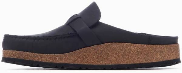 Birkenstock Platte Lederen Schoenen Black Dames