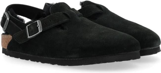 Birkenstock Tokio Schapenvacht Suède Clogs Black Dames