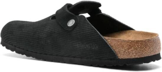 Birkenstock Zwarte leren sandalen met open teen Black Heren